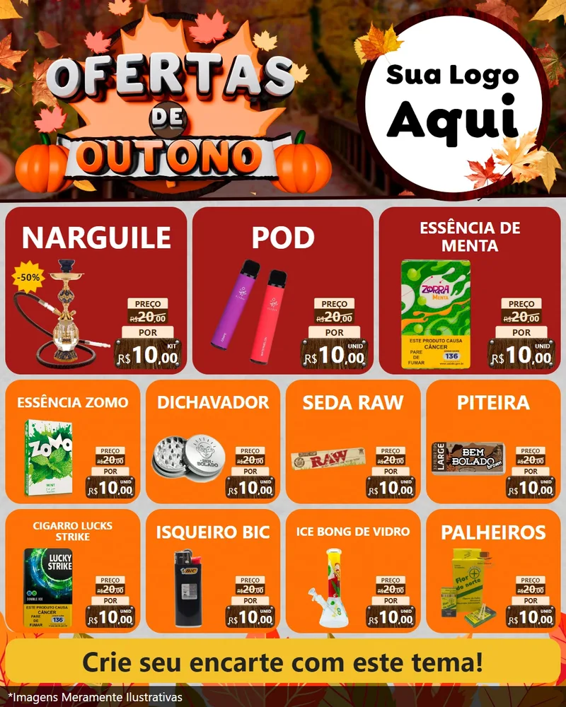 Modelo de Rede Social para Feed Instagram com o tema Ofertas de Outono para Tabacaria