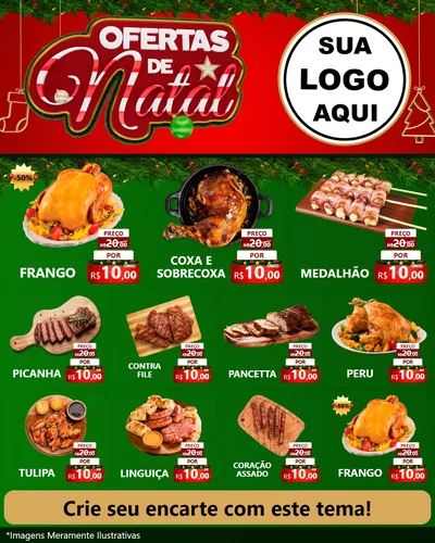 Modelo de Rede Social para Feed Instagram com o tema Ofertas de Natal para Assados