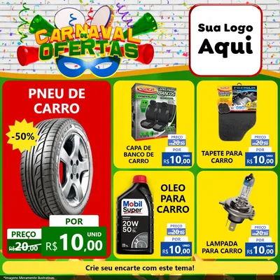 Modelo de Rede Social para Feed Facebook com o tema Carnaval de Ofertas para Auto peças