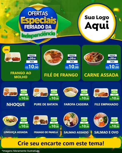 Modelo de Rede Social para Feed Instagram com o tema Ofertas Especiais Feriado da Independência para Restaurante