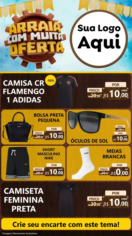 Modelo de TV para TV Vertical com o tema Ofertas de São João - Junina para Roupas e acessórios