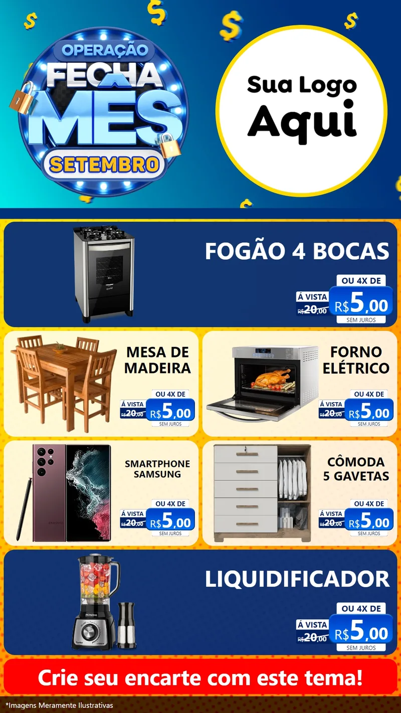 Modelo de TV para TV Vertical com o tema Operação Fecha Mês Setembro para Móveis e Eletro