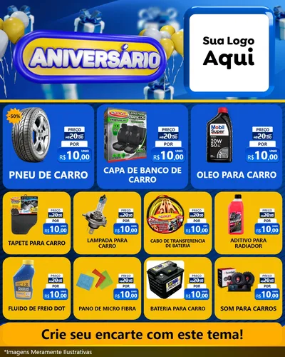 Modelo de Rede Social para Feed Instagram com o tema Aniversário para Auto peças