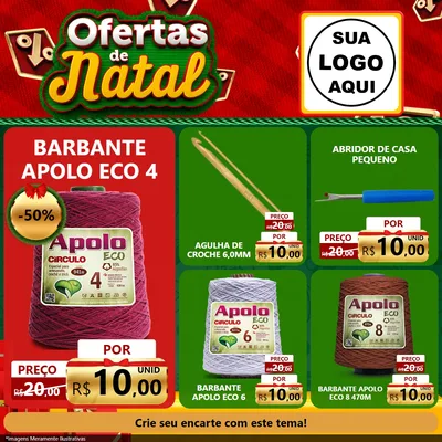 Modelo de Rede Social para Feed Facebook com o tema Ofertas de Natal para Armarinho e Aviamentos