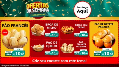 Modelo de TV para TV Horizontal com o tema Ofertas da Semana Farroupilha para Padaria