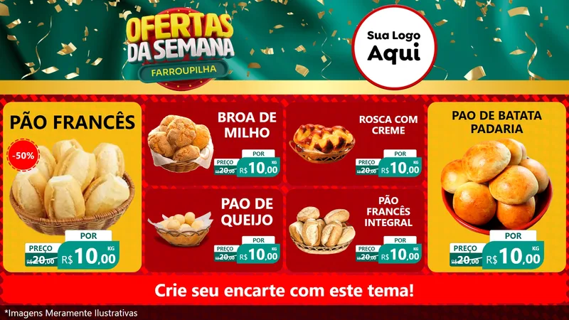 Modelo de TV para TV Horizontal com o tema Ofertas da Semana Farroupilha para Padaria