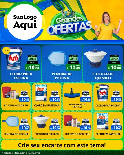 Modelo de Rede Social para Feed Instagram com o tema Grandes Ofertas para Produtos para Piscina