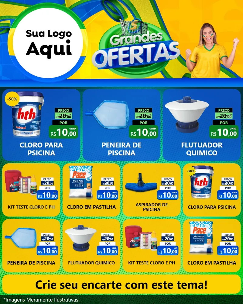 Modelo de Rede Social para Feed Instagram com o tema Grandes Ofertas para Produtos para Piscina