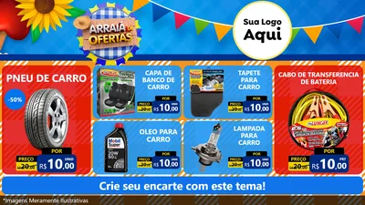 Modelo de TV para TV Horizontal com o tema Arraiá de Ofertas para Auto peças