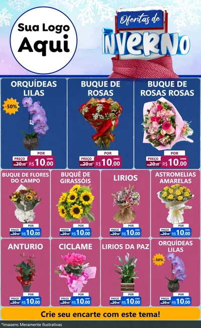 Modelo de Encarte para Encarte Grande com o tema Ofertas de Inverno para Floricultura e jardim