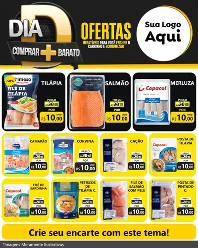 Modelo de Rede Social para Feed Instagram com o tema Dia D Mais Economia para Peixaria