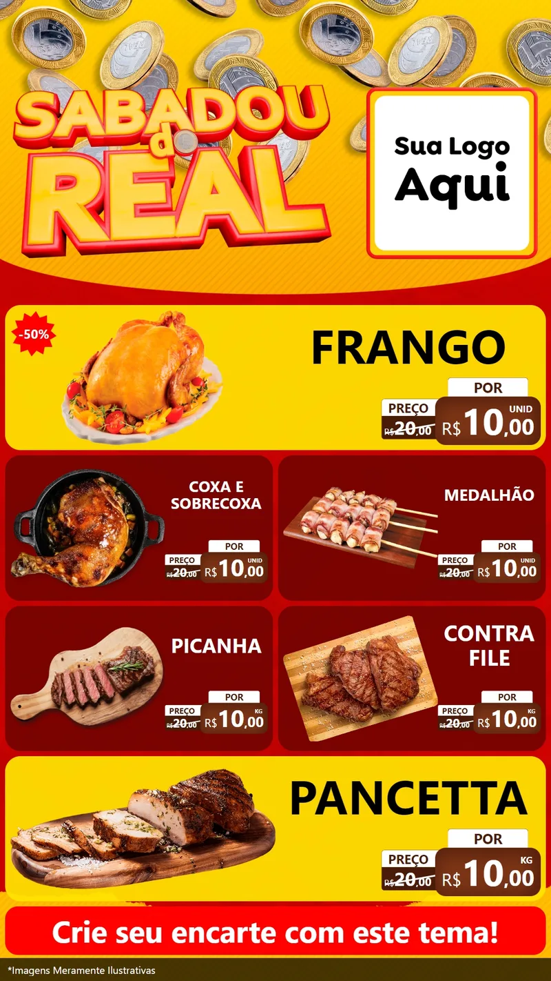 Modelo de TV para TV Vertical com o tema Sabadou do Real para Assados