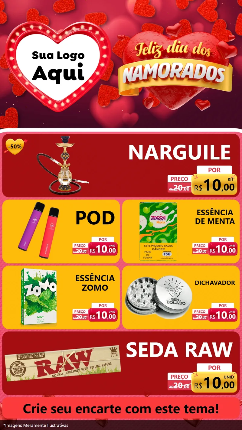 Modelo de TV para TV Vertical com o tema Feliz Dia Dos Namorados para Tabacaria