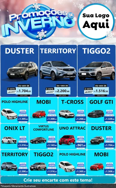 Modelo de Encarte para Encarte Grande com o tema Promoções de Inverno para Concessionaria de Carros