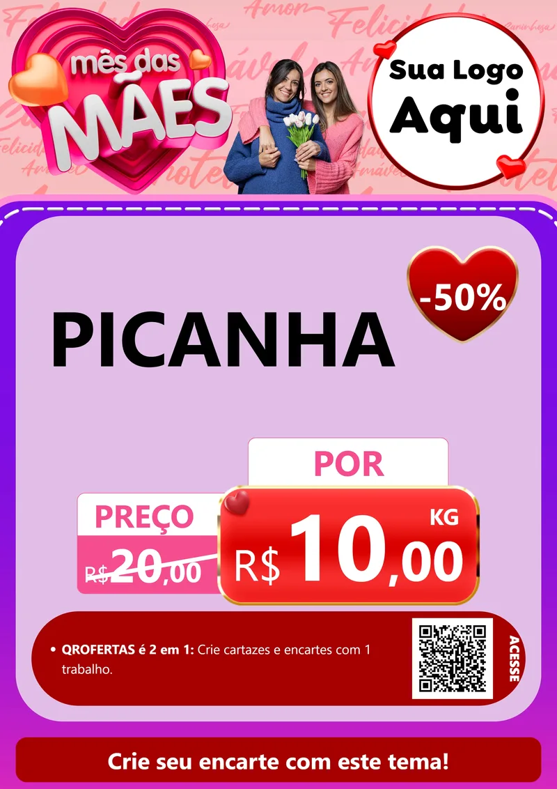 Modelo de Cartaz para Cartaz A4 Vertical com o tema Mês Das Mães para Açougue