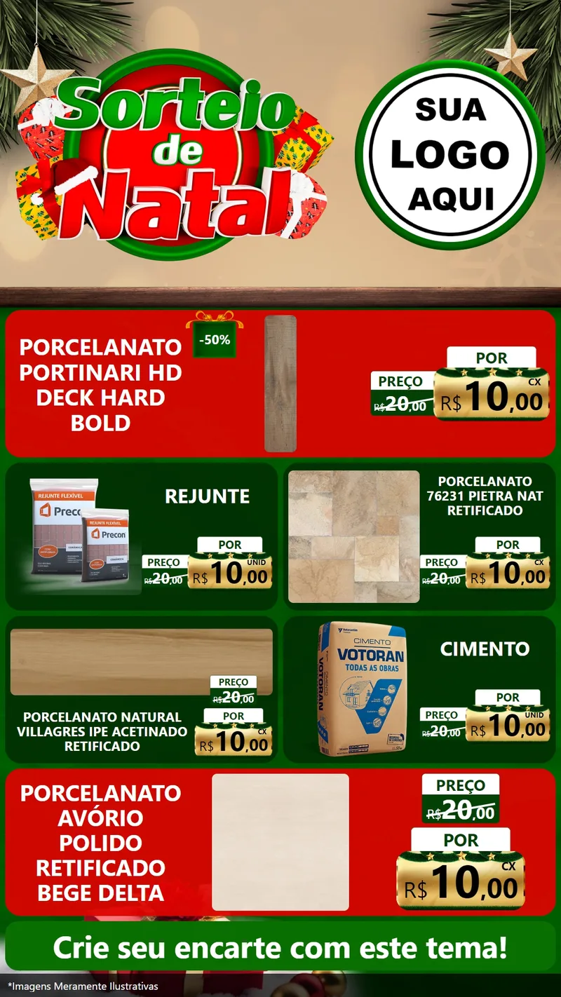 Modelo de TV para TV Vertical com o tema Sorteio de Natal para Pisos e revestimentos
