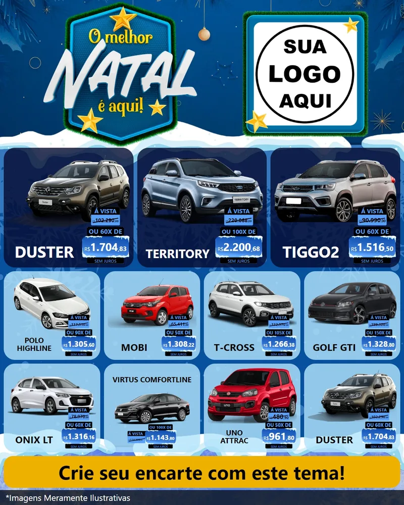 Modelo de Rede Social para Feed Instagram com o tema O Melhor Natal É Aqui! para Concessionaria de Carros