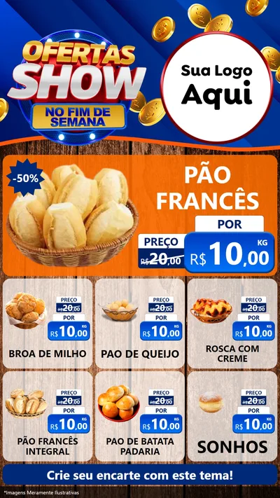 Modelo de Rede Social para Stories com o tema Ofertas Show No Fim De Semana para Padaria