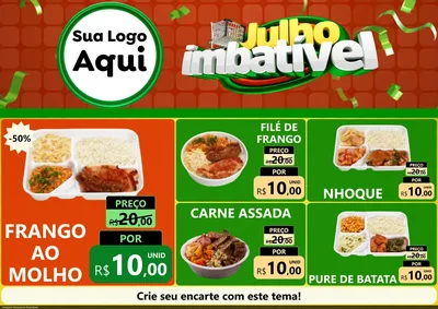 Modelo de Encarte para Encarte A4 Horizontal com o tema Julho Imbatível para Restaurante