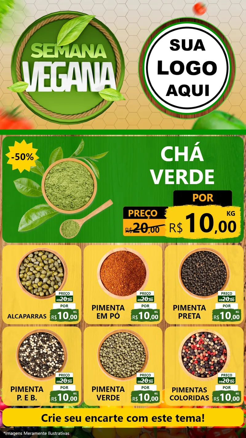 Modelo de Rede Social para Stories com o tema Semana Vegana para Produtos Naturais