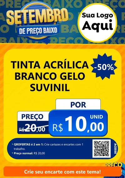 Modelo de Cartaz para Cartaz A4 Vertical com o tema Setembro De Preço Baixo para Tintas e Ferramentas