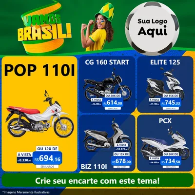 Modelo de Rede Social para Feed Facebook com o tema Vamos Brasil - Copa para Concessionaria de Motos