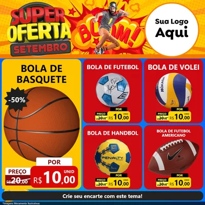 Modelo de Rede Social para Feed Facebook com o tema Super Oferta Setembro para Artigos Esportivos