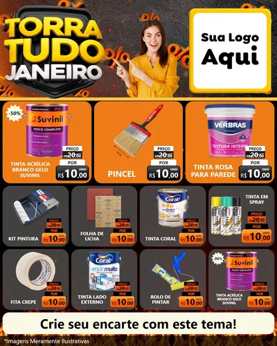 Modelo de Rede Social para Feed Instagram com o tema Torra Tudo Janeiro para Tintas e Ferramentas