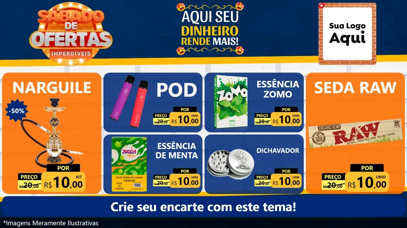 Modelo de TV para TV Horizontal com o tema Sábado de Ofertas Imperdíveis para Tabacaria