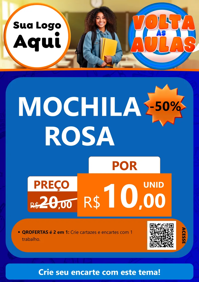 Modelo de Cartaz para Cartaz A4 Vertical com o tema Volta Às Aulas para Papelaria