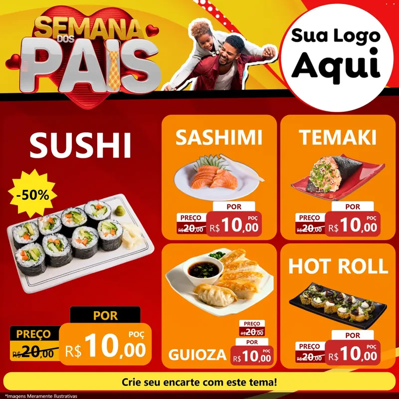 Modelo de Rede Social para Feed Facebook com o tema Semana Dos Pais para Comida japonesa