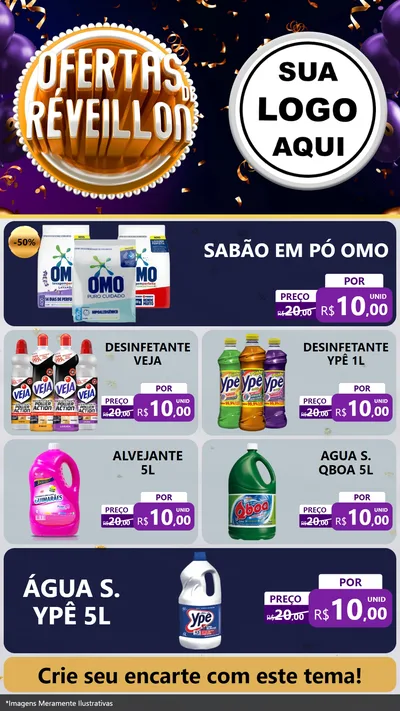 Modelo de TV para TV Vertical com o tema Ofertas de Réveillon para Produtos de Limpeza