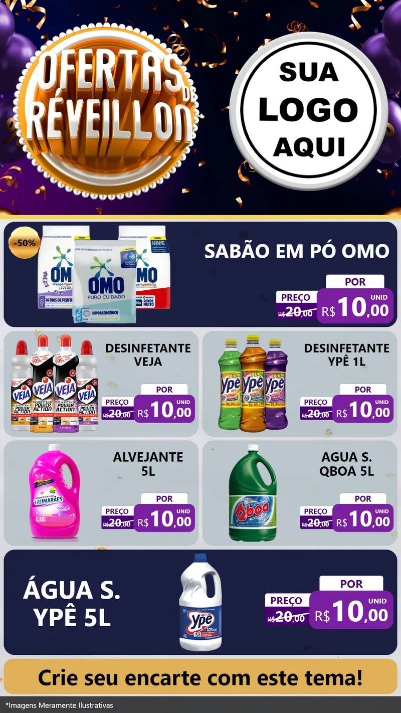 Modelo de TV para TV Vertical com o tema Ofertas de Réveillon para Produtos de Limpeza