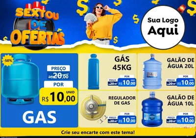 Modelo de Encarte para Encarte A4 Horizontal com o tema Sextou de Ofertas para Água e gás