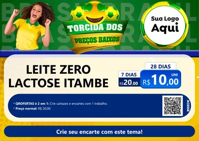 Modelo de Cartaz para Cartaz A4 Horizontal com o tema Torcida dos Preços Baixos - Copa para Frios e Laticínios