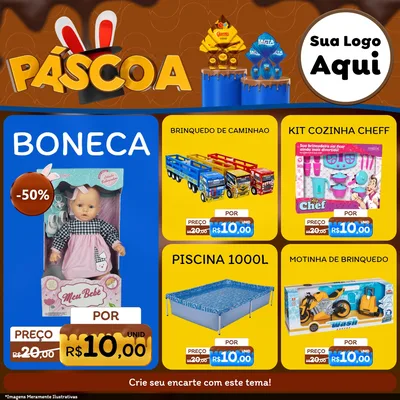 Modelo de Rede Social para Feed Facebook com o tema Páscoa para Brinquedos