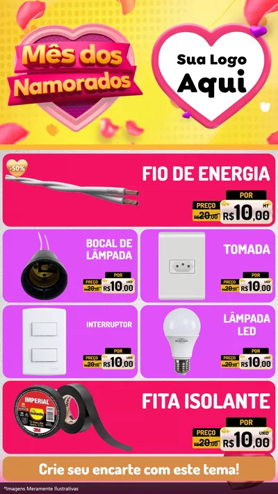 Modelo de TV para TV Vertical com o tema Mês dos Namorados para Materiais Elétricos