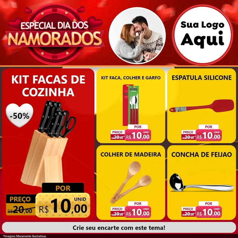 Modelo de Rede Social para Feed Facebook com o tema Especial Dia Dos Namorados para Utilidades Domésticas