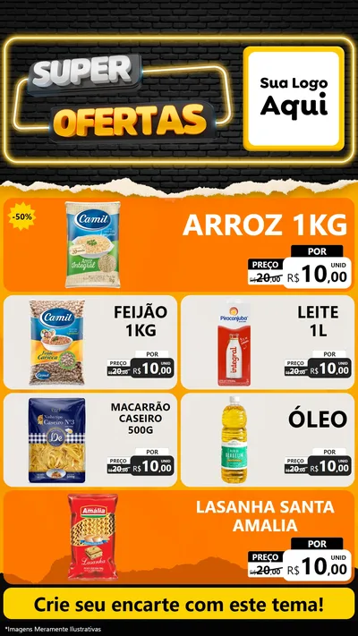 Modelo de TV para TV Vertical com o tema Super Ofertas para Supermercado