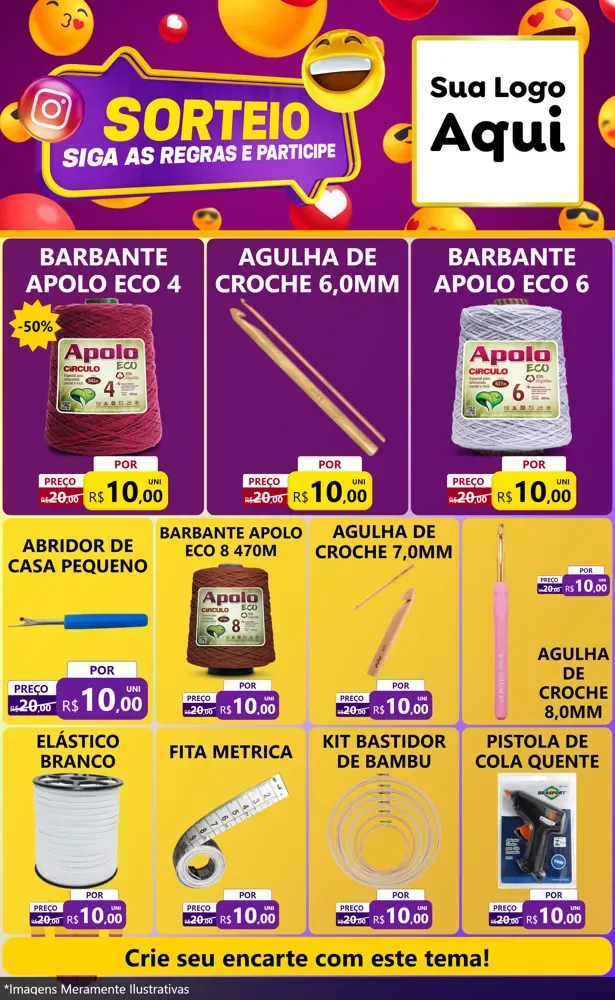 Modelo de Encarte para Encarte Grande com o tema Sorteio para Armarinho e Aviamentos