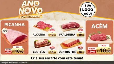 Modelo de TV para TV Horizontal com o tema Ano Novo Com Economia para Açougue