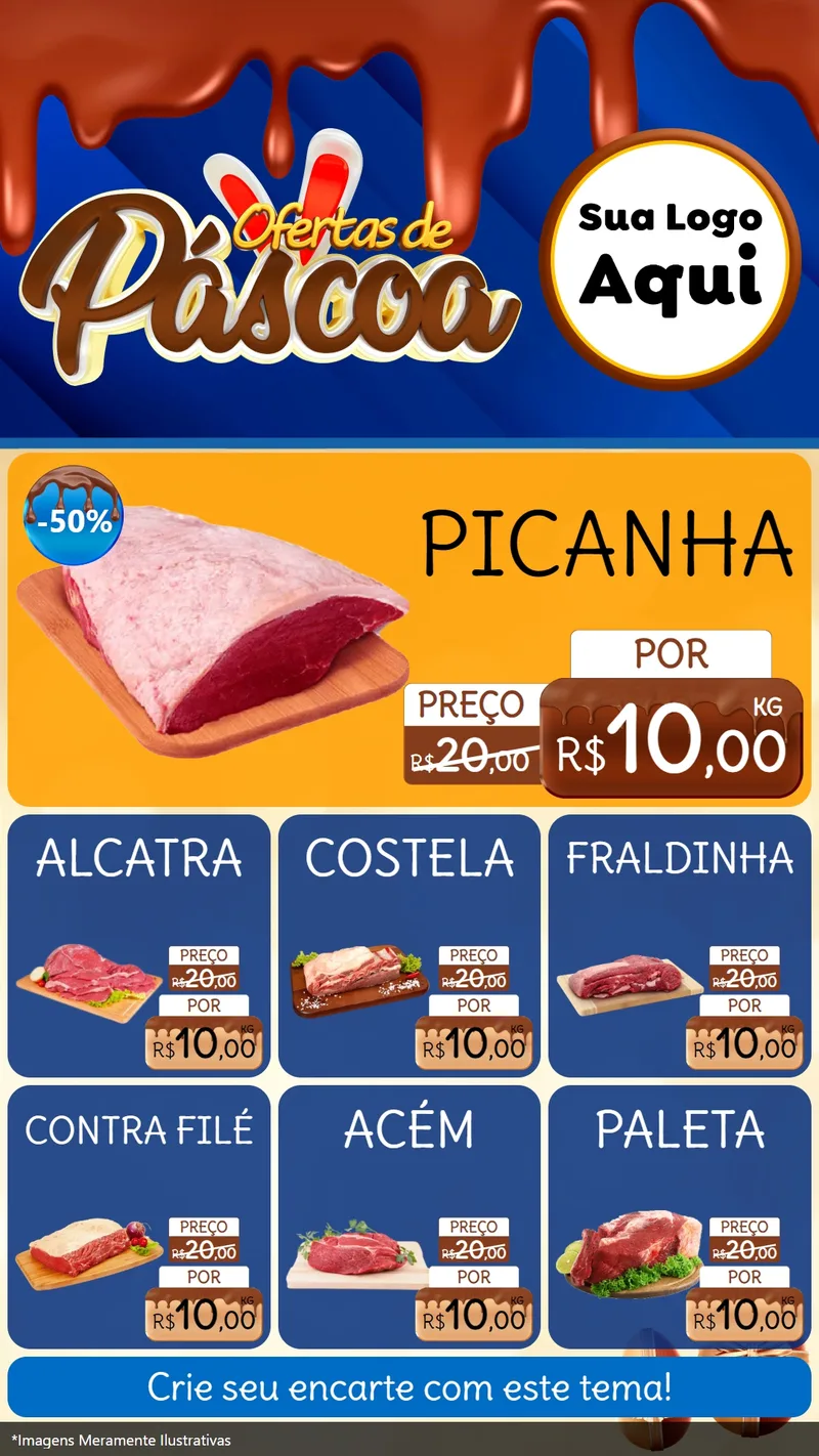 Modelo de Rede Social para Stories com o tema Ofertas de Páscoa para Açougue