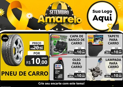 Modelo de Encarte para Encarte A4 Horizontal com o tema Setembro Amarelo para Auto peças