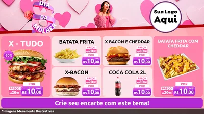 Modelo de TV para TV Horizontal com o tema Dia da Mulher para Hamburgueria