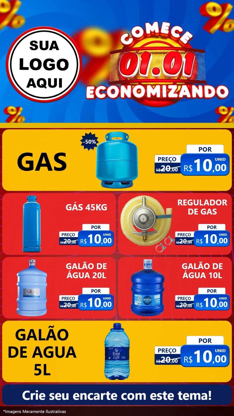 Modelo de TV para TV Vertical com o tema Comece 1º de Janeiro Economizando para Água e gás