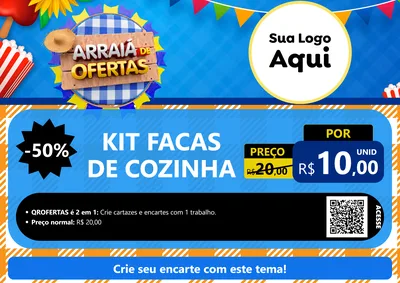 Modelo de Cartaz para Cartaz A4 Horizontal com o tema Arraiá de Ofertas para Utilidades Domésticas