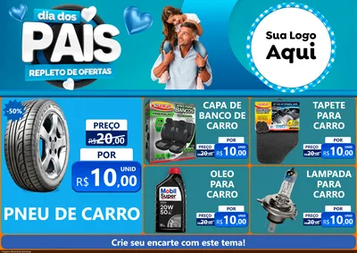 Modelo de Encarte para Encarte A4 Horizontal com o tema Dia Dos Pais Repleto de Ofertas para Auto peças