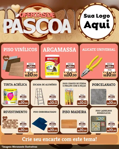 Modelo de Rede Social para Feed Instagram com o tema Ofertas de Páscoa para Material para Construção