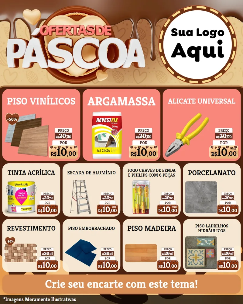 Modelo de Rede Social para Feed Instagram com o tema Ofertas de Páscoa para Material para Construção