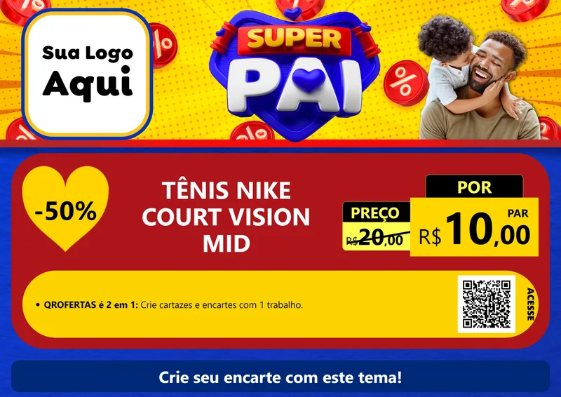 Modelo de Cartaz para Cartaz A4 Horizontal com o tema Super Pai para Calçados